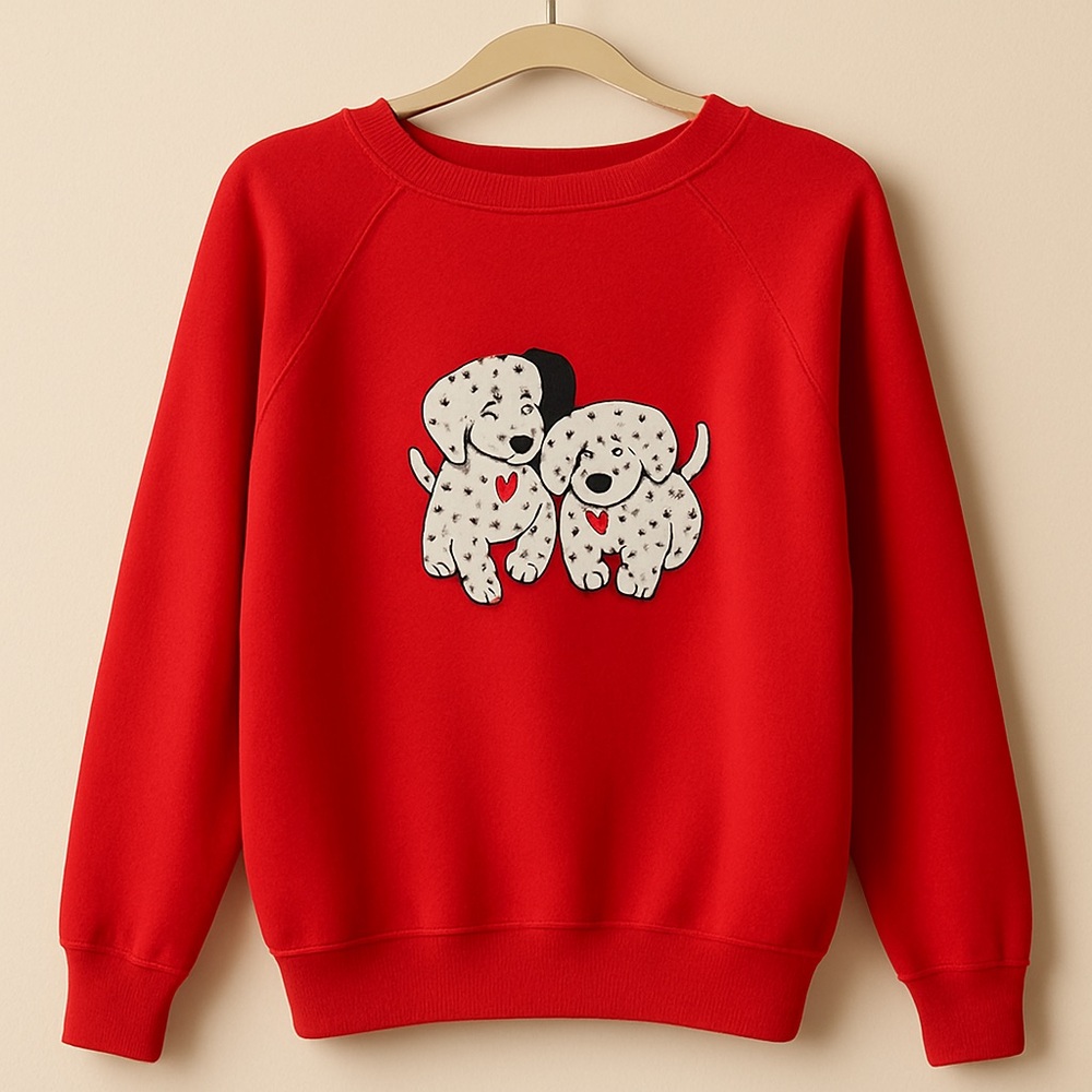 Vintage Hanes Red Sweatshirt with Dalmatian Print made in USA